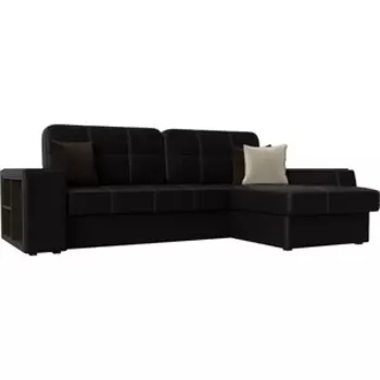 Диван угловой АртМебель Брюсель эко-кожа черный правый угол