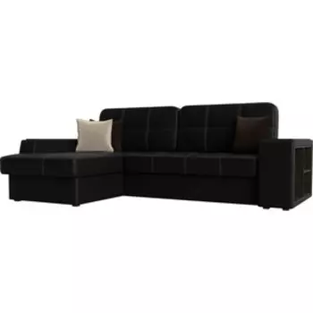 Диван угловой АртМебель Брюсель эко-кожа черный левый угол