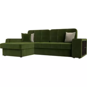 Диван угловой АртМебель Брюсель микровельвет зеленый левый угол