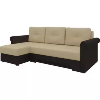 Диван угловой АртМебель Гранд эко-кожа бежево-коричн левый
