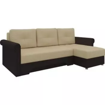 Диван угловой АртМебель Гранд эко-кожа бежево-коричн правый