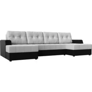 Диван угловой АртМебель Эмир-П эко-кожа бело-черный