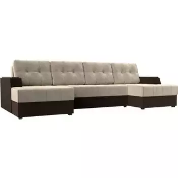 Диван угловой АртМебель Эмир-П микровельвет бежево-коричн