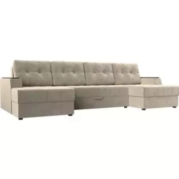 Диван угловой АртМебель Эмир-П микровельвет бежевый