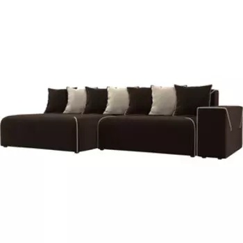 Диван угловой АртМебель Кёльн микровельвет коричневый левый угол