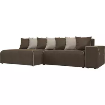 Диван угловой АртМебель Кёльн рогожка коричневый левый угол