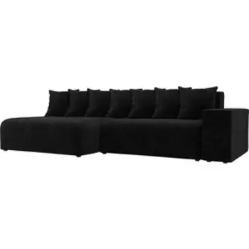 Диван угловой АртМебель Кёльн велюр черный левый угол