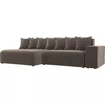 Диван угловой АртМебель Кёльн велюр коричневый левый угол
