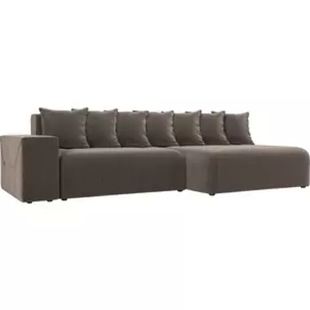 Диван угловой АртМебель Кёльн велюр коричневый правый угол