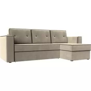 Диван угловой АртМебель Принстон микровельвет бежевый правый угол