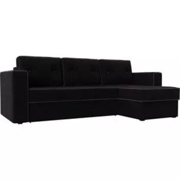 Диван угловой АртМебель Принстон микровельвет черный правый угол