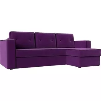 Диван угловой АртМебель Принстон микровельвет фиолетовый правый угол