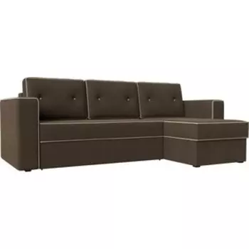 Диван угловой АртМебель Принстон рогожка коричневый правый угол