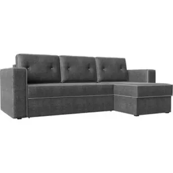 Диван угловой АртМебель Принстон рогожка серый правый угол