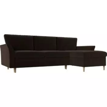 Диван угловой АртМебель София вельвет коричневый правый угол