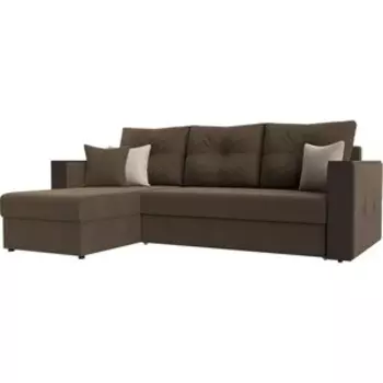 Диван угловой АртМебель Валенсия рогожка коричневый левый угол