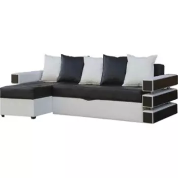 Диван угловой АртМебель Венеция левый - легенда черн, легенда белый