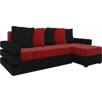 Диван угловой АртМебель Венеция микровельвет красно-черный правый