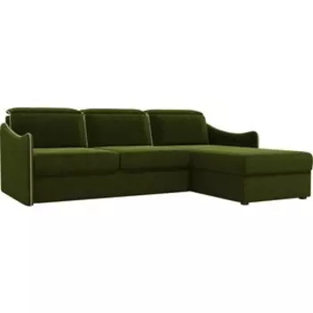 Диван угловой Лига Диванов Скарлетт вельвет зеленый правый угол