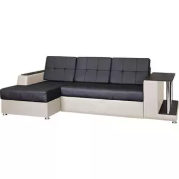 Диван угловой Мебелико Эмир левый осн - Легенда черный, комп - Легенда белый
