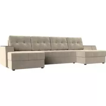 Диван угловой Мебелико Эмир-П микровельвет бежевый