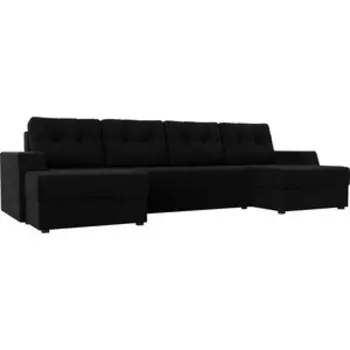 Диван угловой Мебелико Эмир-П микровельвет черный