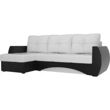 Диван угловой Мебелико Сатурн левый осн - Легенда белый, комп - Легенда черн