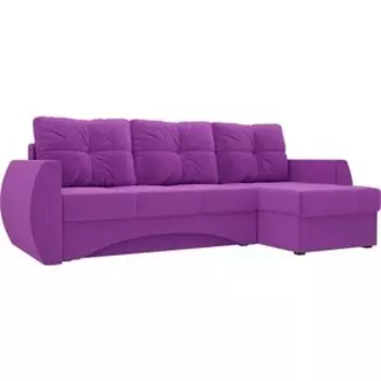 Диван угловой Мебелико Сатурн микровельвет фиолетовый правый