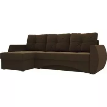 Диван угловой Мебелико Сатурн микровельвет Коричневый левый