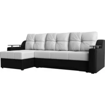 Диван угловой Мебелико Сенатор левый осн - Легенда белый, комп - Легенда черн