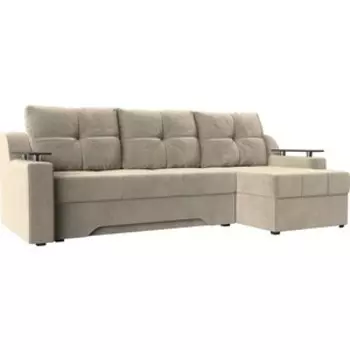 Диван угловой Мебелико Сенатор микровельвет бежевый правый