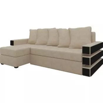 Диван угловой Мебелико Венеция микровельвет бежевый левый