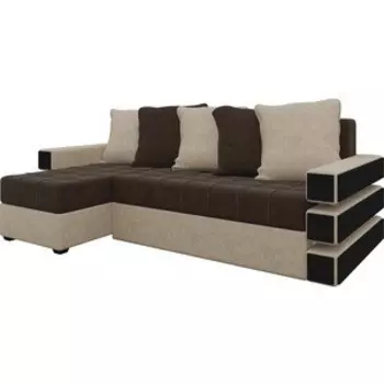 Диван угловой Мебелико Венеция микровельвет коричнево-бежев левый