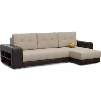 Диван угловой Смарт Милан (Брюссель) бежевая рогожка еврокнижка правый (СА0011285718)