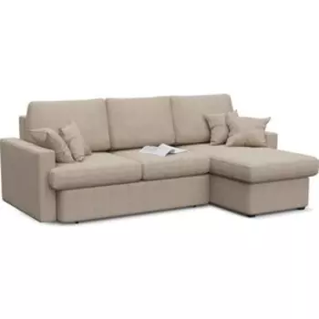 Диван угловой Смарт Пекин бежевая рогожка еврокнижка правый (А0011285928)