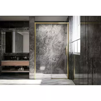 Душевая дверь Veconi Premium Trento PTD-40G 150х200 прозрачная, брашированное золото (PTD40-G-150-01-C4)