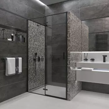 Душевая дверь Veconi Vianno VN-73B 90x195 прозрачная, черная (VN73B-90-01-C4)