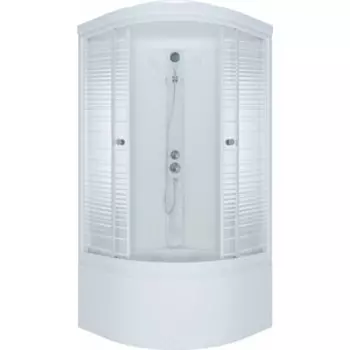 Душевая кабина Triton Стандарт Б ДН4 90х90 задние стенки белые, стекла Аква полосы (Щ0000027242)