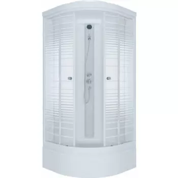 Душевая кабина Triton Стандарт В ДН4 100х100 задние стенки белые, стекла Аква полосы (Щ0000030294)