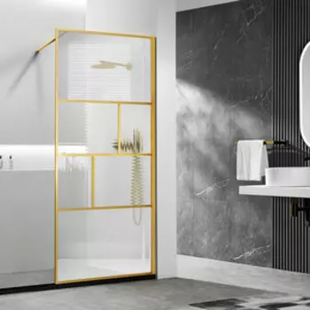 Душевая перегородка Vincea Walk-In HP Art 120х200 прозрачная/рифленая, золото (VSW-1HC120CFBG)