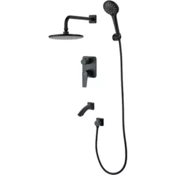Душевая система Lemark Bronx 3 режима, с изливом, черный (LM3722BL)