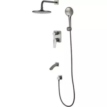 Душевая система Lemark Bronx 3 режима, с изливом, графит (LM3722GM)