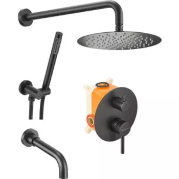 Душевая система Milacio Ultra с изливом, черная матовая (MCU.150.MB)