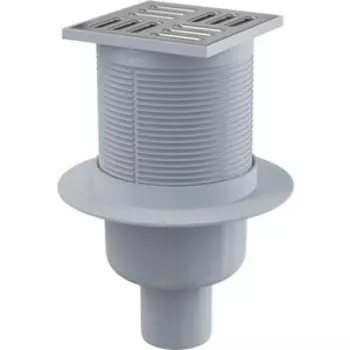 Душевой трап AlcaPlast 105х105/50 подводка прямая, нержавеющая сталь, гидрозатвор мокрый (APV2)
