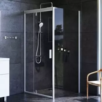 Душевой уголок Am.Pm Gem 90x90 с квадратным поддоном, прозрачный, матовое серебро