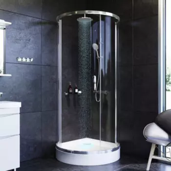 Душевой уголок Am.Pm Like Round 95x95 с поддоном, прозрачный, хром