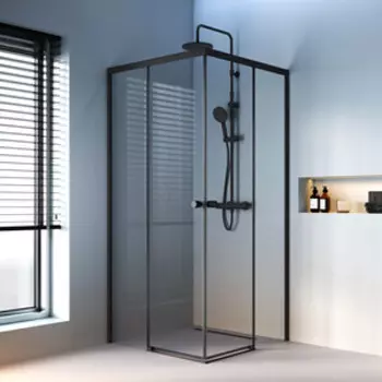 Душевой уголок Am.Pm X-Joy Square Slide 90х90 прозрачный, черный матовый (W94G-403-9090-BT)