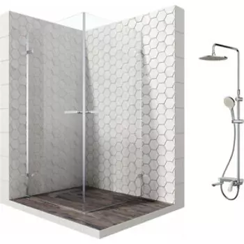 Душевой уголок Ambassador Abner 100x100 с душевой системой Am.Pm, прозрачный, хром (10011106, F0780700)