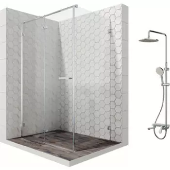Душевой уголок Ambassador Abner 120x80 с душевой системой Am.Pm, прозрачный, хром (10011103L, F0780700)