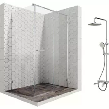 Душевой уголок Ambassador Abner 120x80 с душевой системой Am.Pm, прозрачный, хром (10011103R, F0780700)